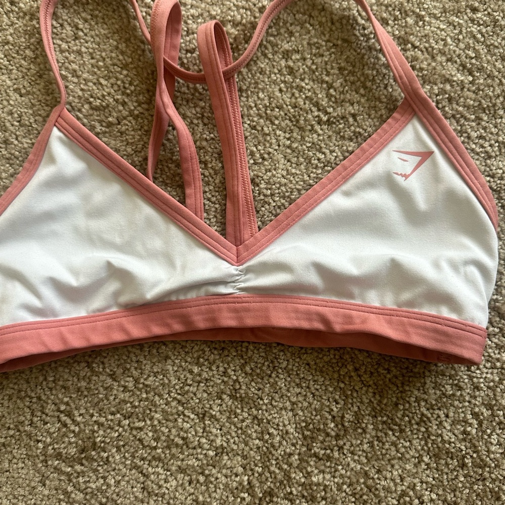 Gymshark Pink and White Sports Bra Bralette